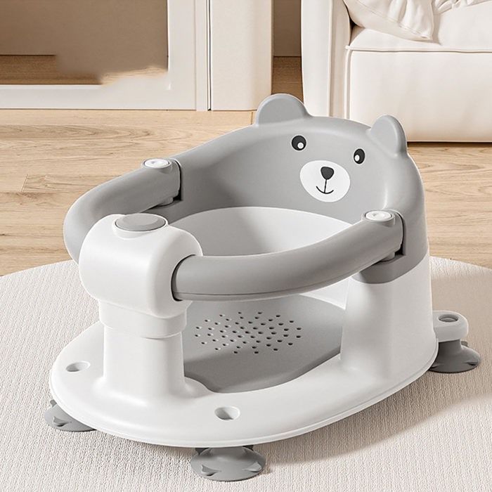 SALUTUYA Asiento de baño para bebé, silla de baño antideslizante para bebés, asiento para sentarse, asiento para el cuidado del bebé, gris
