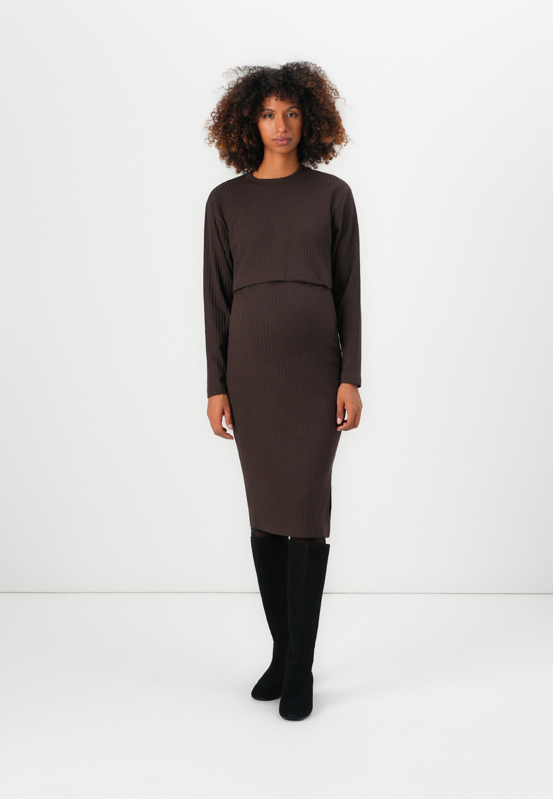 Ensemble de grossesse Anna Field MAMA à manches longues - Jupe crayon - Couleur grain de café