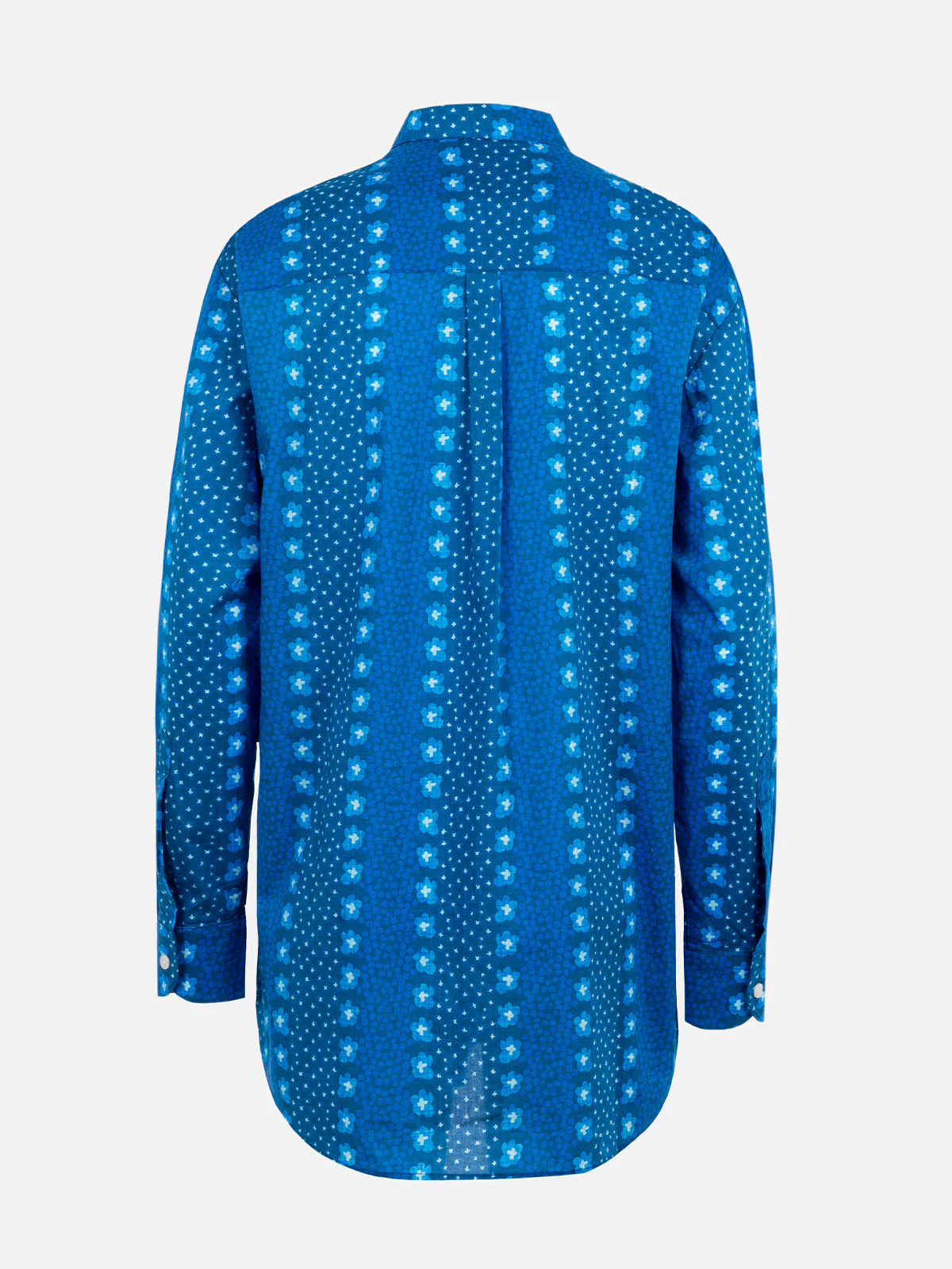 Brigitte katoenen damesblouse met indigo bloemenprint