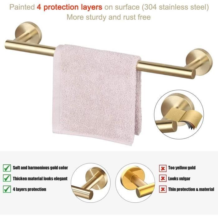 5-piece stainless steel bathroom accessory set, bathroom towel rack, gold