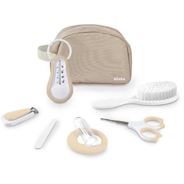 Trousse de toilette nomade - BEABA - 7 accessoires - Argile