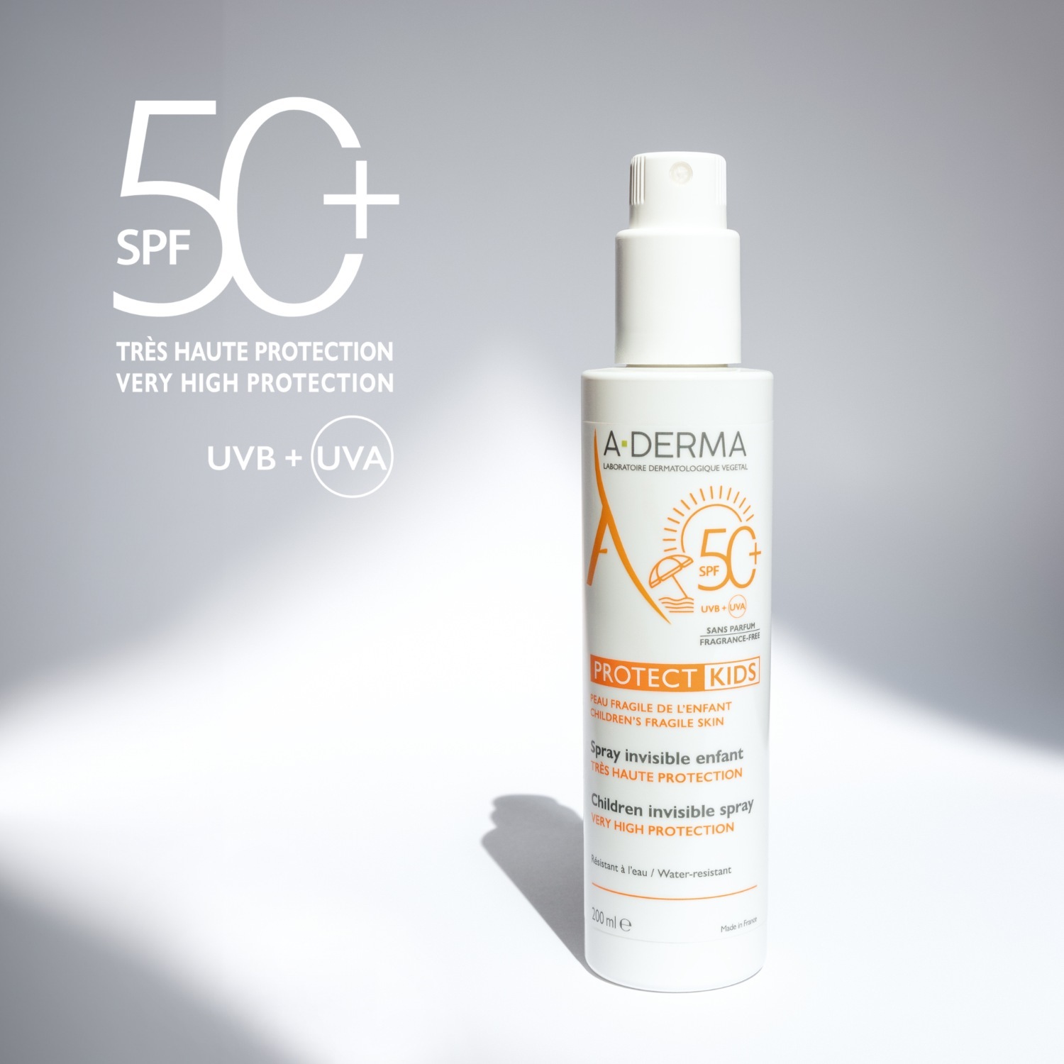 A-DERMA krema za sunčanje za djecu Protect KIDS dječji nevidljivi sprej SPF 50+ - 200 ml