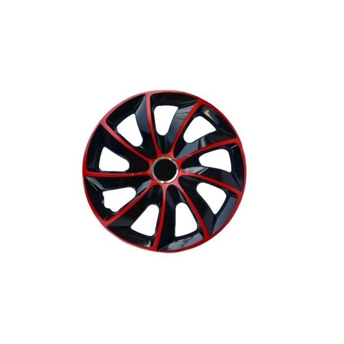 Enjoliveurs de roue - set complet de 4 pièces - NRM Stig Extra - rouge et noir - 15