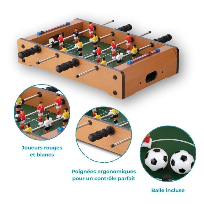 DEVESSPORT Mini Table Football for Children, Portable Soccer Game with Players and Scorers. Ideal Gift for Ages 3+
