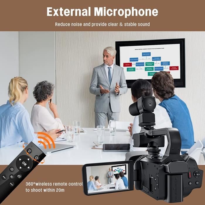 Videocamera 4K - Wi-Fi - 64 MP - Touchscreen da 4 pollici - Zoom 18x - Batteria da 4500 mAh