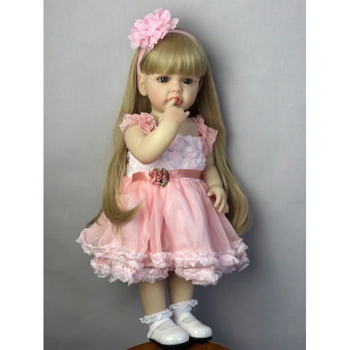 Muñeca Reborn de 55 cm - Niña rubia - Regalo de Navidad - Niña - Accesorios incluidos (biberón, chupete)