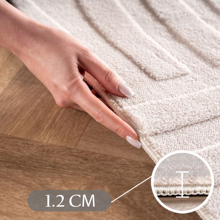 Carpetsale24 Scandinavisch Boho-tapijt, crème, 140x200 cm, zacht, wasbaar, 3D-effect, ideaal voor woonkamer of slaapkamer, gemakkelijk te onderhouden