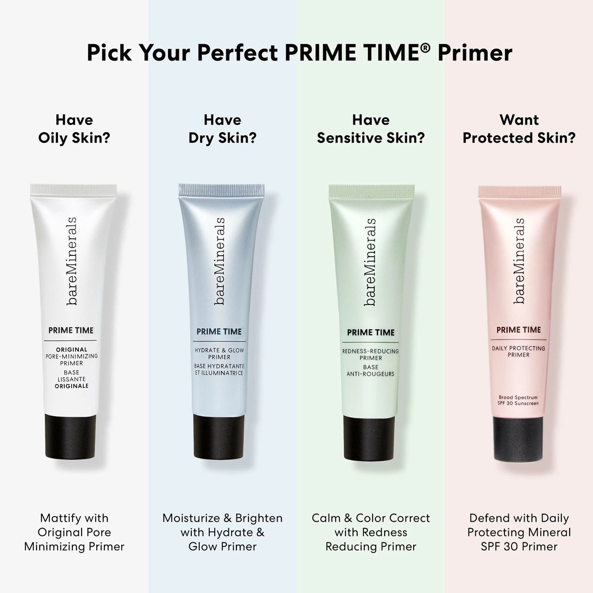 „Prime Time Redness Reducing Makeup Makeup“ pagrindas, 30 ml – bareMinerals