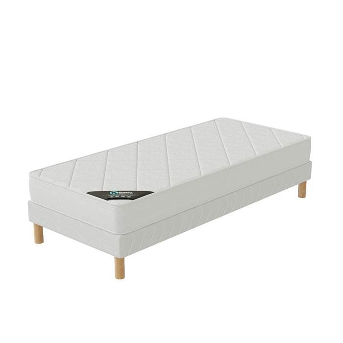 Senso Bed Base + Mattress Set 90x200 cm | Height 17cm | Polyurethane Foam | 100% Polyester Fabric | 4 Legs | Balanced Comfort