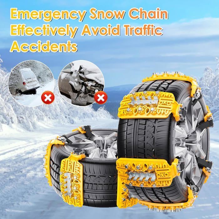 Cadenas de nieve universales - Antideslizantes - Para neumáticos de 165-265 mm - Clavos de aleación - Material TPU