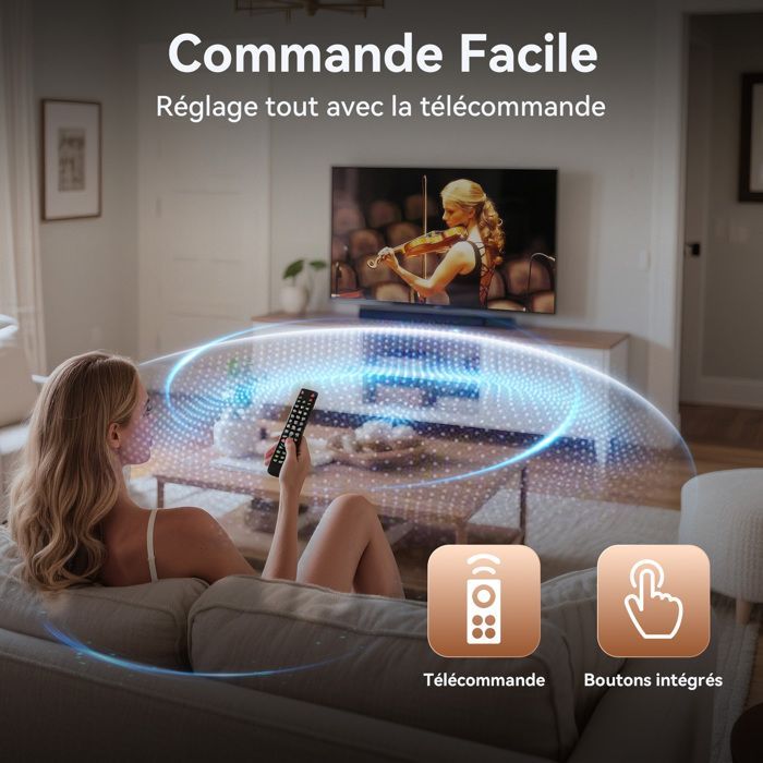 VEAOOL 60W 2.1-Kanal Heimkino-Soundbar (70 cm) mit Bluetooth 5.4, optischem/koaxialem Eingang, USB- und AUX-Eingängen sowie integriertem Subwoofer
