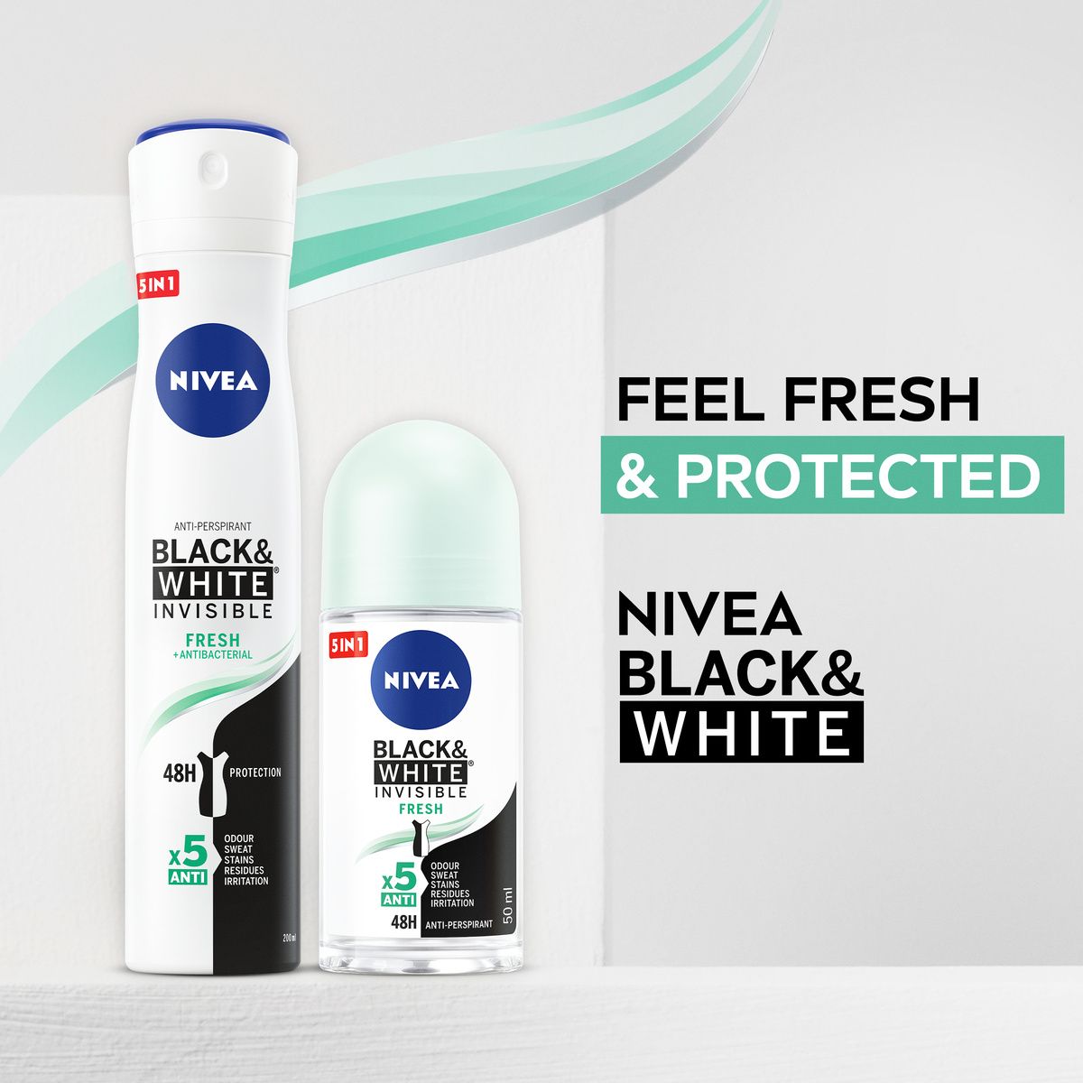 „Black & White Invisible Active“ purškiamas dezodorantas Dezodorantai