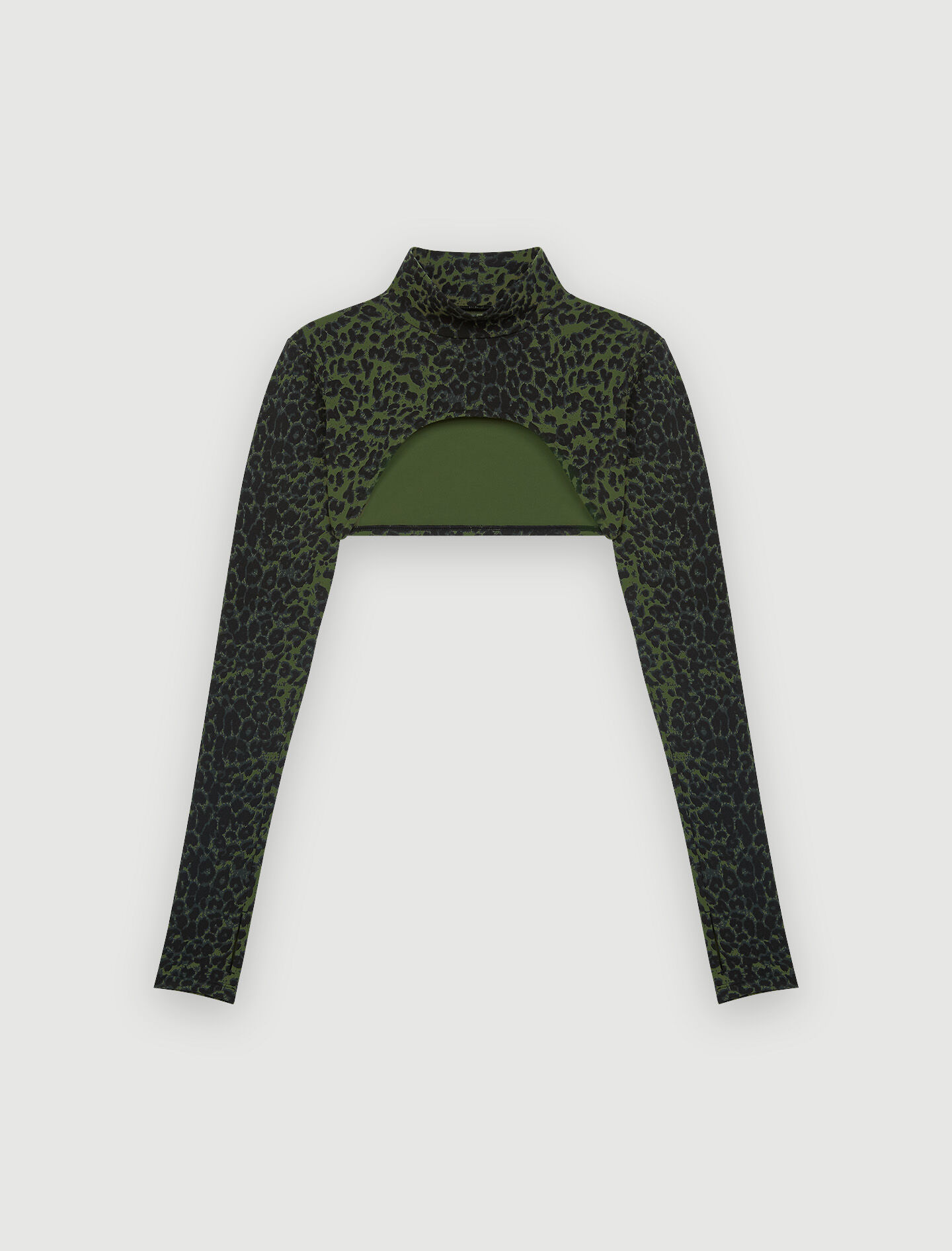 Top scurt cu imprimeu - Leopard kaki cu imprimeu