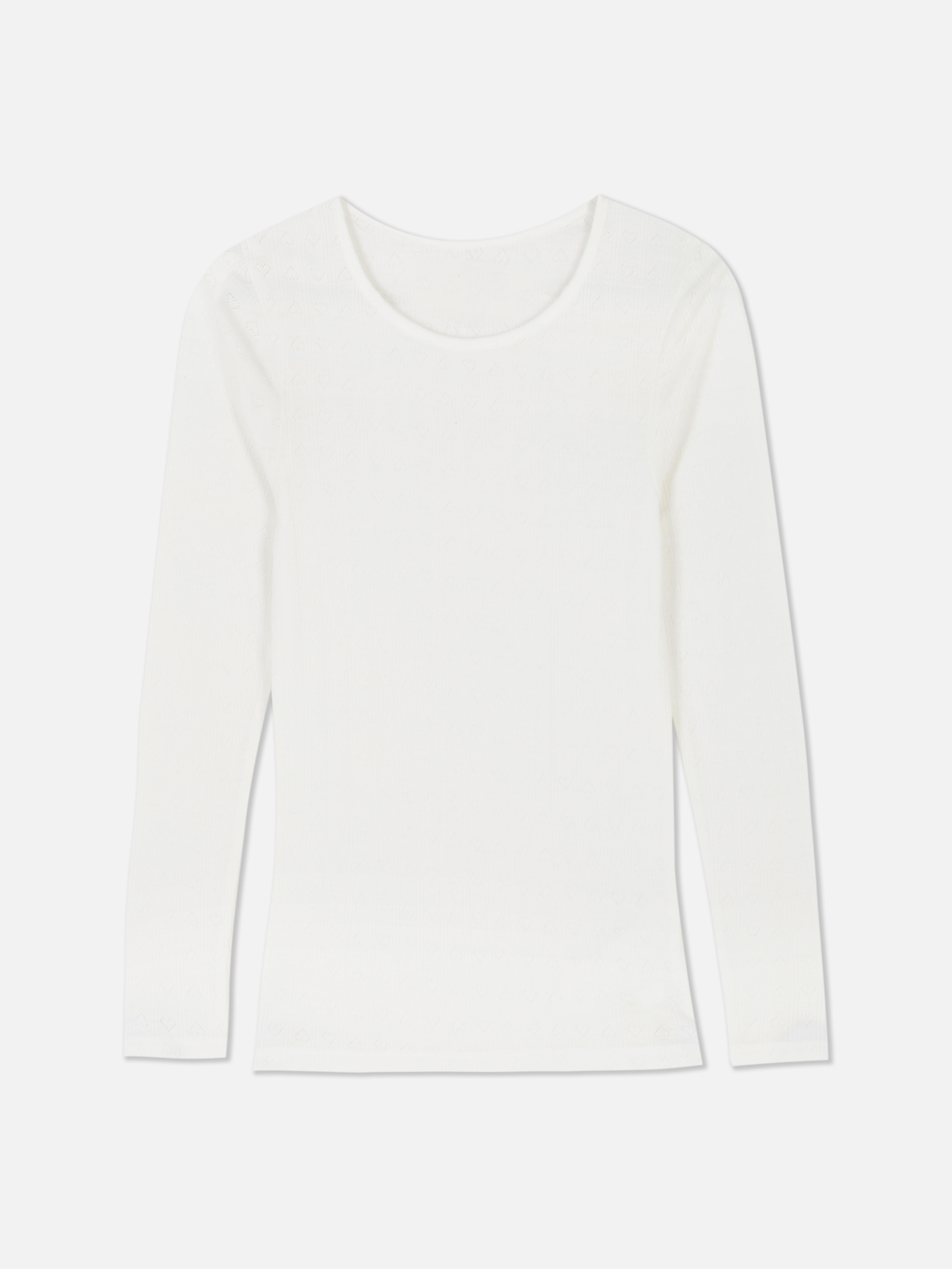 Tricou termic cu imprimeu ajurat Tricou termic cu mânecă lungă cu imprimeu ajurat și inimioare
