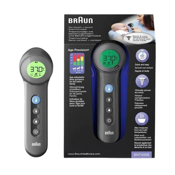 Braun BNT400, Termometr bezdotykowy do czoła, Czarny