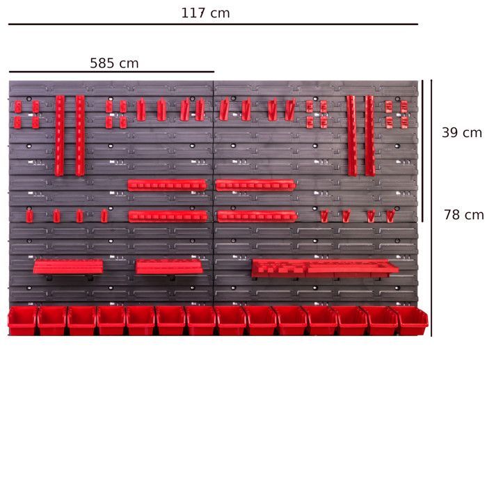 Organizador de herramientas para taller - BOTELLA - 117 x 78 cm - Plástico resistente - 14 compartimentos - Fácil montaje