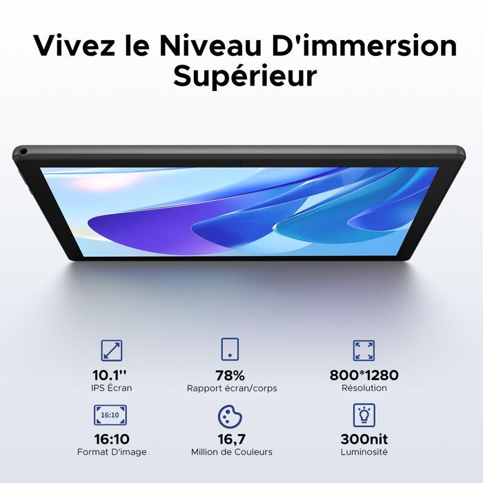 DOOGEE U10 10-inch Android-tablet, 9 GB RAM + 128 GB ROM (1 TB TF-kaart), WiFi 6, quad-core processor / 5060 mAh batterij / 8 MP + 5 MP camera, grijs