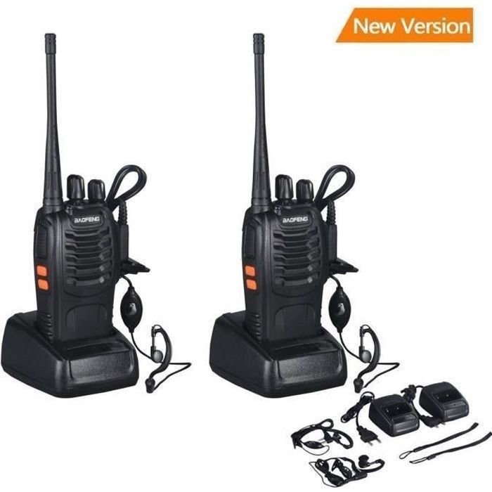 2 walkie-talkies Baofeng BF-888S de 16 canales, banda de señal de 400-470 MHz, radio bidireccional de 3 km.