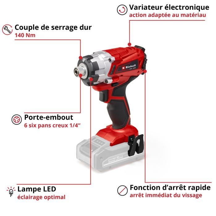 Avvitatore a impulsi a batteria Einhell TE-CI 18/1 Li - Solo PXC (18V, coppia 140Nm) Fornito senza batteria né caricabatterie