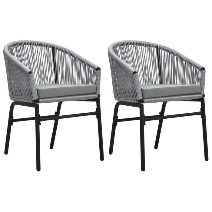 Garden dining set - BURKE - 3 pieces - Grey - Table 80x80x74 cm - Chair 58x58x78 cm - PVC rattan