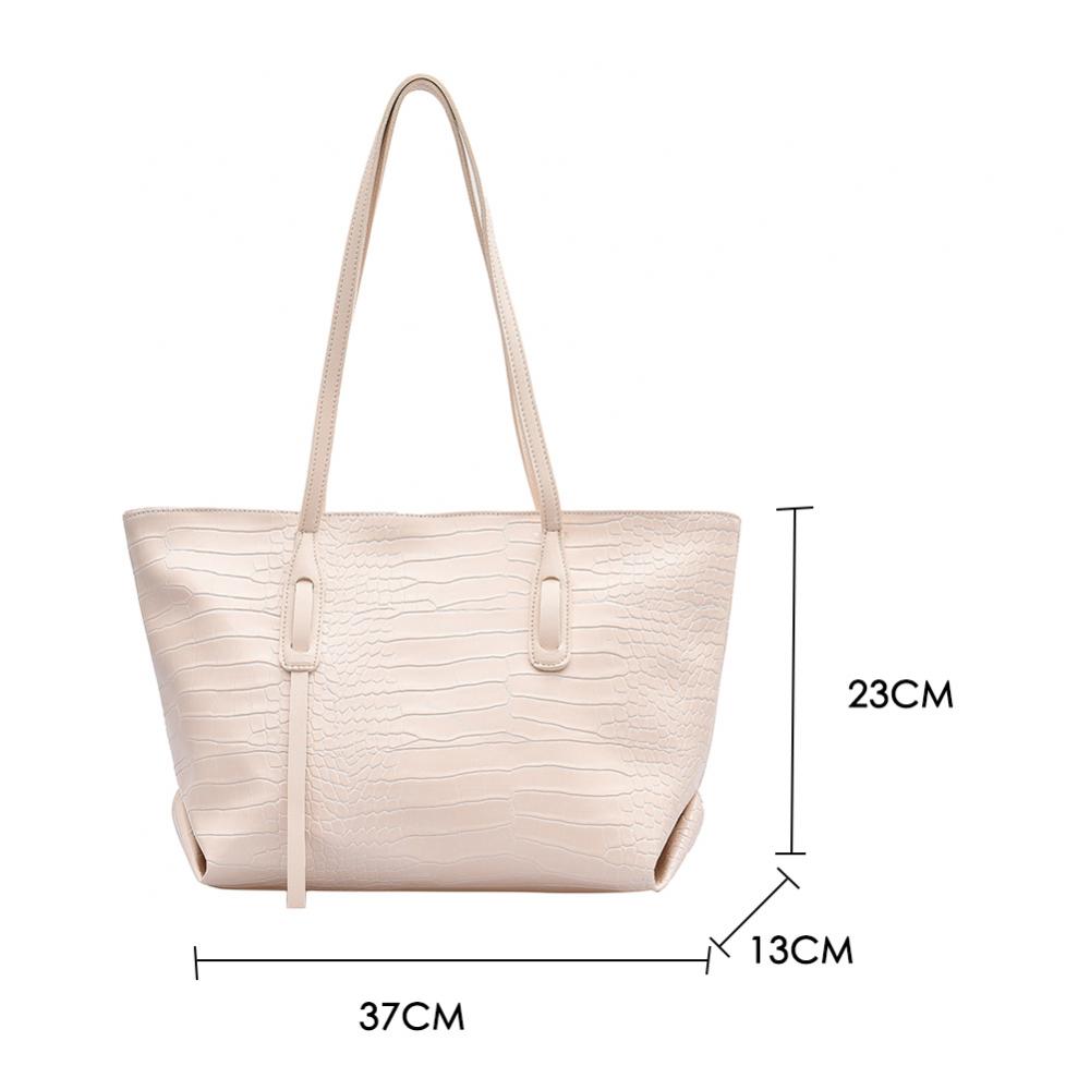 Sac à main fourre-tout grande capacité pour femme, style alligator, en cuir PU, décontracté, bandoulière, idéal pour le shopping et les voyages.