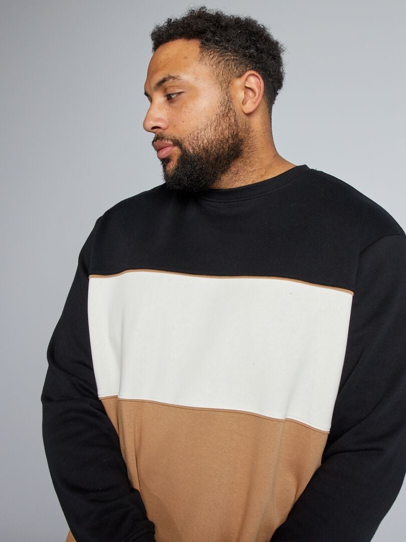 Sweatshirt met ronde hals van fleecestof - BEIGE