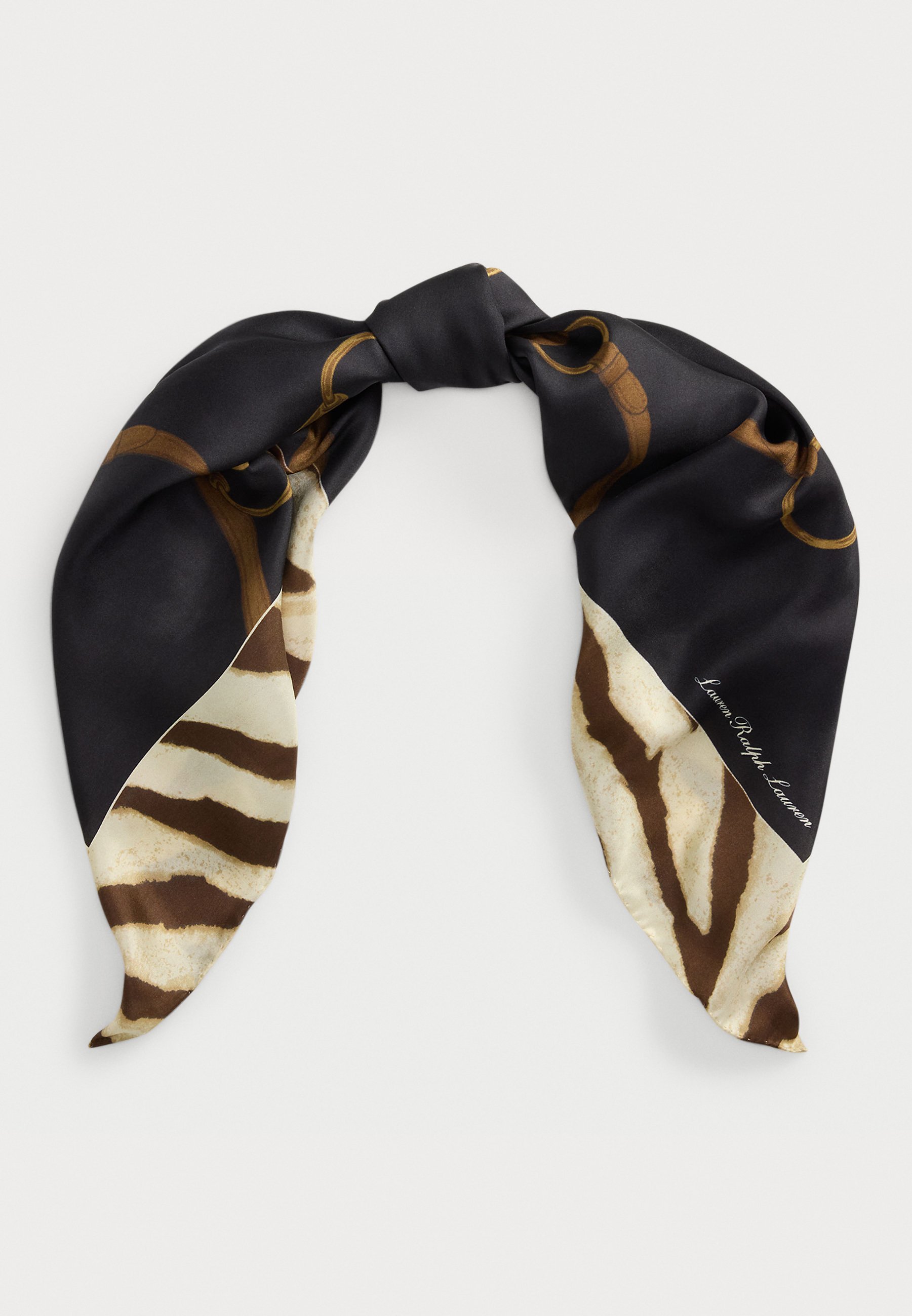 Lauren Ralph Lauren zijden vierkante sjaal met riemprint - Foulard - zwart