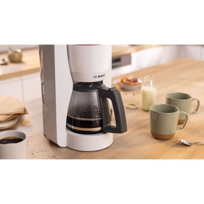 Cafetera de filtro - BOSCH - TKA2M111 MyMoment - Blanca - Capacidad de 1,25 L - Jarra de vidrio - Sistema antigoteo