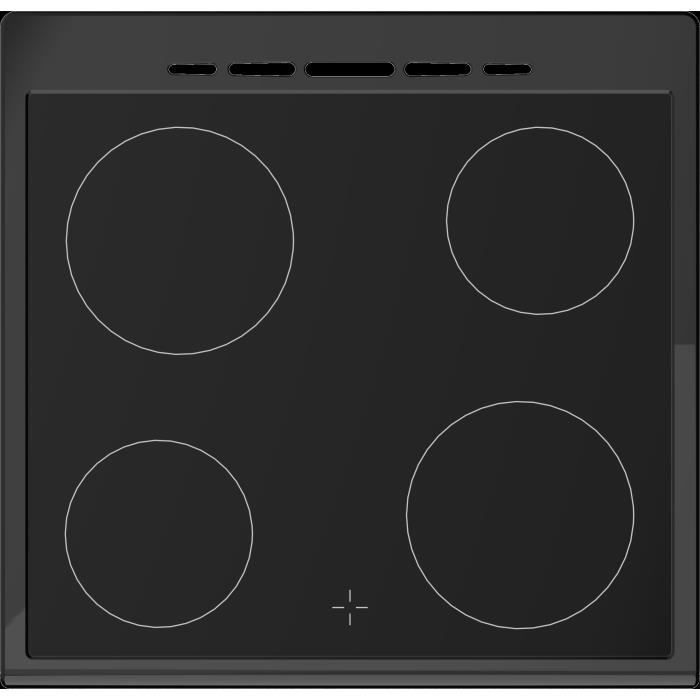 CONTINENTAL EDISON CECV60FCB ceramic hob - 4 burners - W58.8 x D61 x H83 cm - Black
