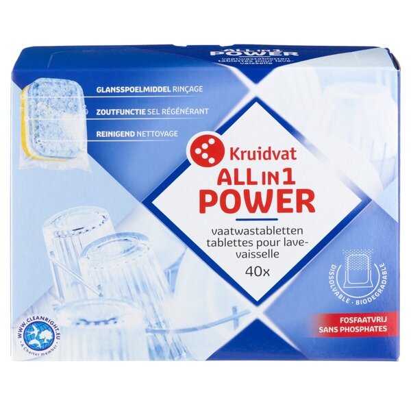Kruidvat tablete za pomivalni stroj vse v 1<br>40 kosov