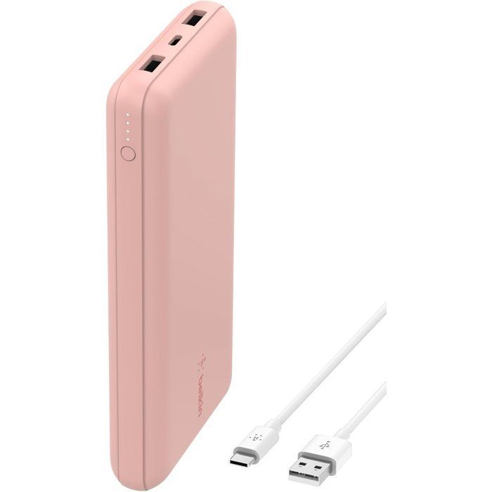 Batería externa - BELKIN - 20.000 mAh - USB-A y USB-C - 15 W - Rosa