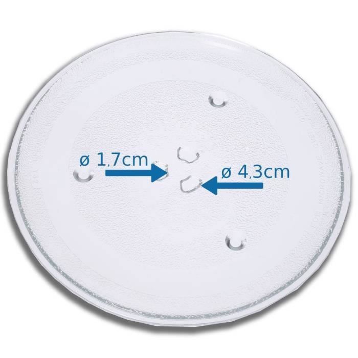 Plaque en verre universelle pour four micro-ondes 270mm - Blanc/Transparent