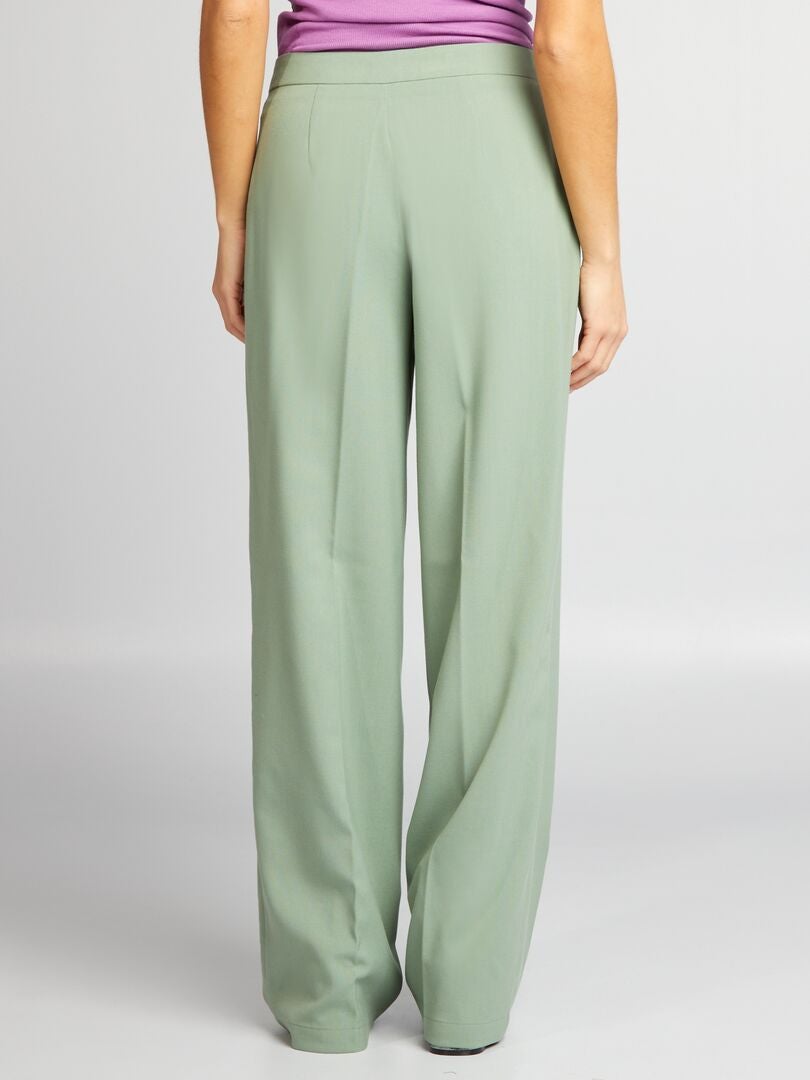 Pantalones clásicos de pierna ancha - VERDE