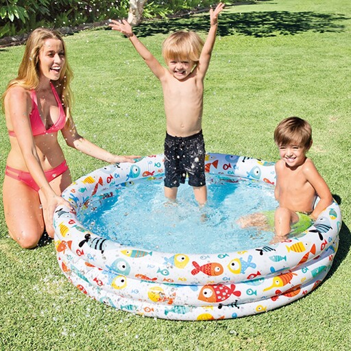  Piscine gonflable Intex 3 Hoops Poissons 132 x 28 cm - 248 L/1000 ml