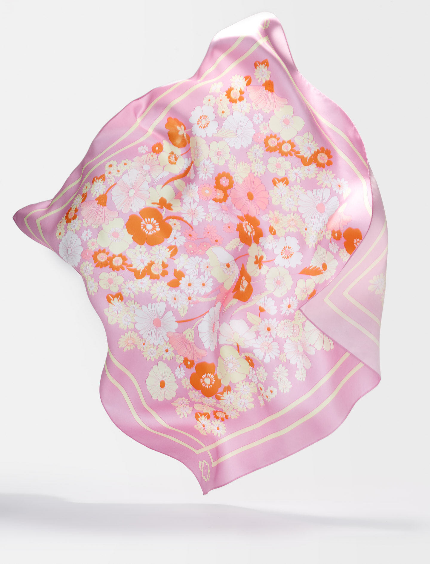 Zijden sjaal met Flower Power-print - Flower Power Rose