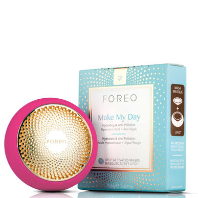 Foreo UFO 2 oppvarmet LED-kraftmaske fuchsia enhetsapplikator ansiktsmasker LED-lys