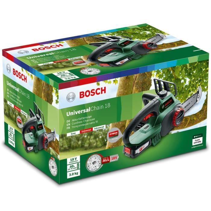 Motosierra inalámbrica BOSCH - UniversalChain 18 (Incluye: 1 batería de 18 V y 2,5 Ah)