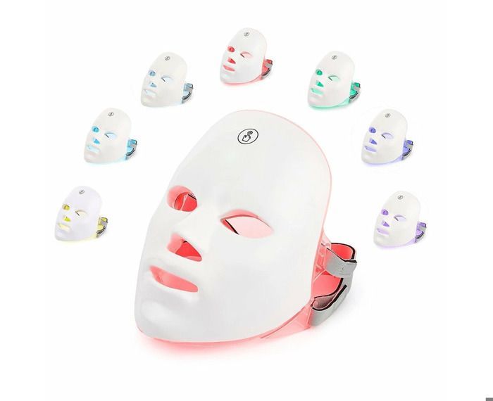 Mascarilla LED de 7 colores para el cuidado de la piel, mascarilla de fototerapia blanca