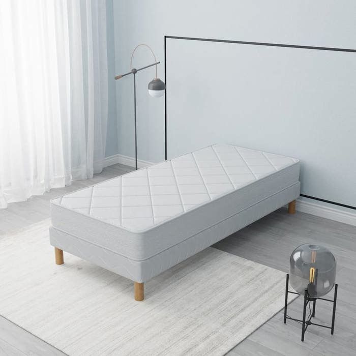 Senso Bed Base + Mattress Set 90x200 cm | Height 17cm | Polyurethane Foam | 100% Polyester Fabric | 4 Legs | Balanced Comfort
