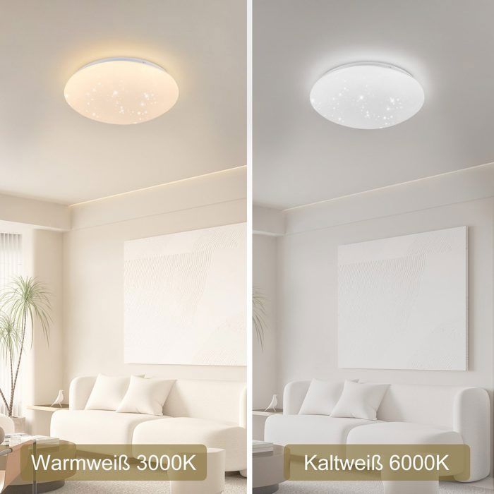 Luminária de teto LED - NETTLIFE - Ø30 cm - 18W - 6500K (Branco Frio) - Efeito Céu Estrelado