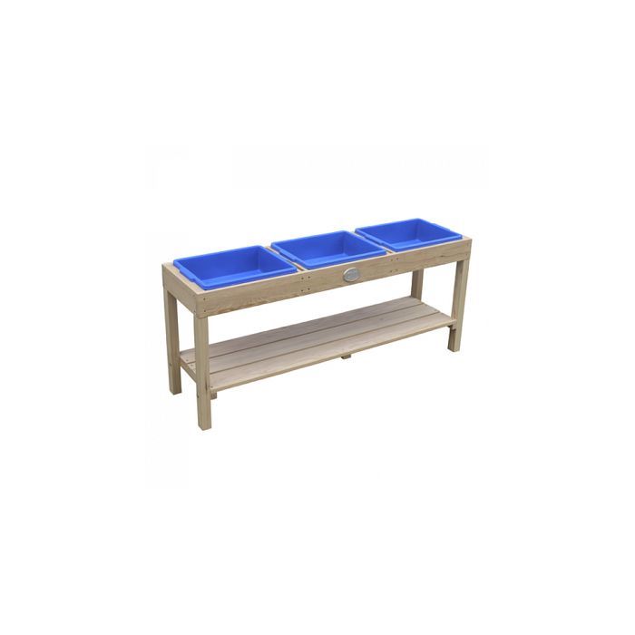 Mesa de arena y agua de madera AXI | Actividades para bebés | 3 recipientes y estante | 124 x 50 cm