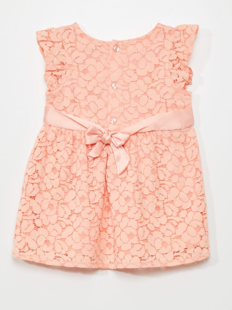 Kanten jurk met riem - ROZE