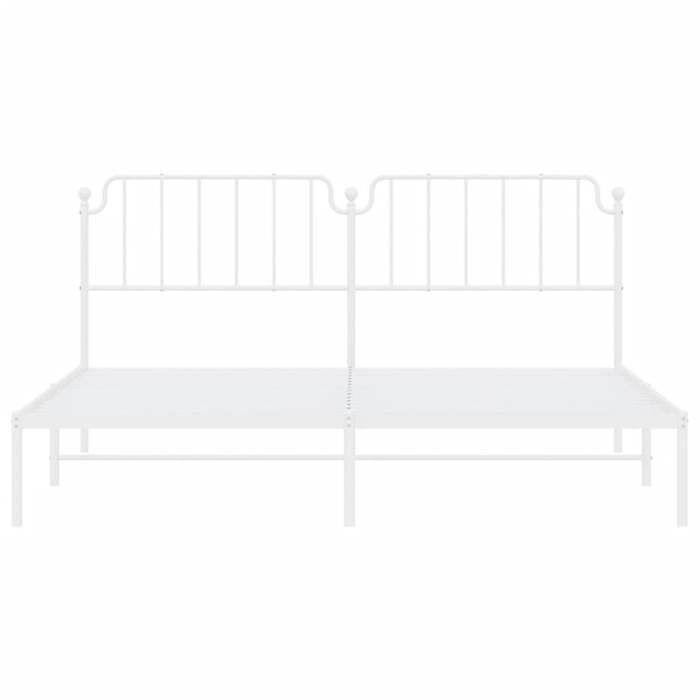 Letto in metallo bianco 200 x 200 cm - Struttura letto in metallo - Materasso non incluso - e testiera bianca 200x200 cm 005_970369