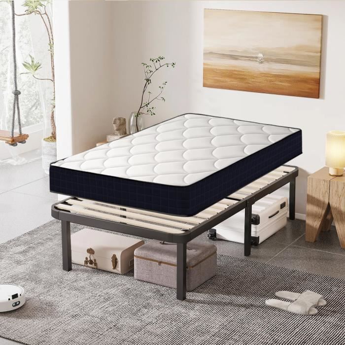 Mattress and Bed Base Set 90x190cm - FRIXOVEL - Memory Foam - Balanced - Black