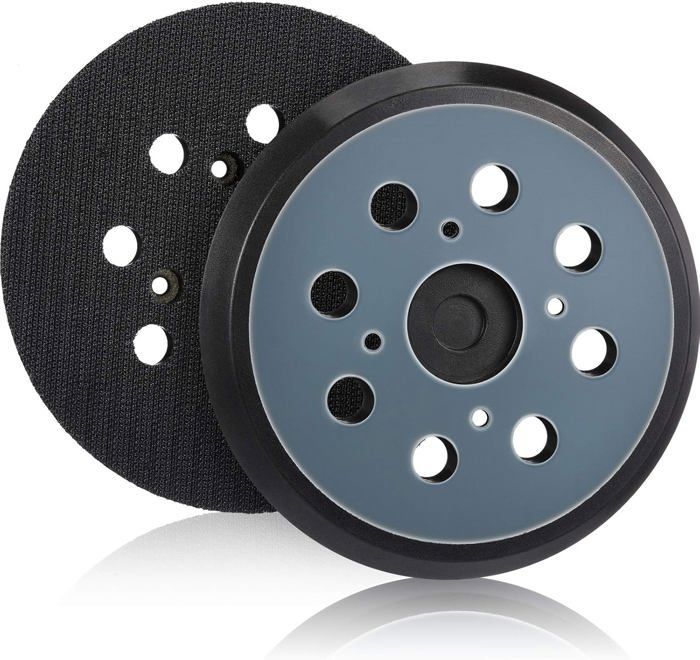 2 almohadillas de repuesto de 125 mm para lijadora orbital con cierre de velcro y 8 orificios (azul)