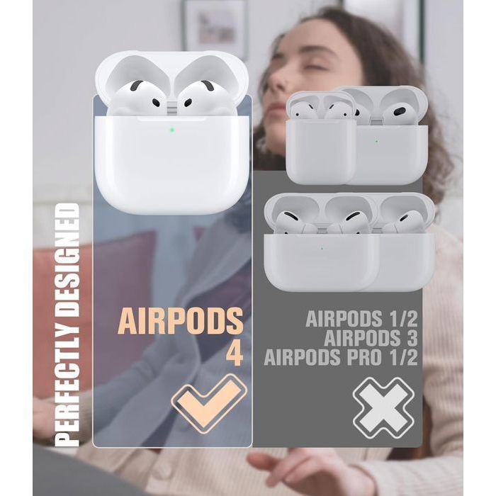 Funda compatible con AirPods de 4.ª generación con kit de limpieza, funda protectora de silicona para AirPods 4 (2024)