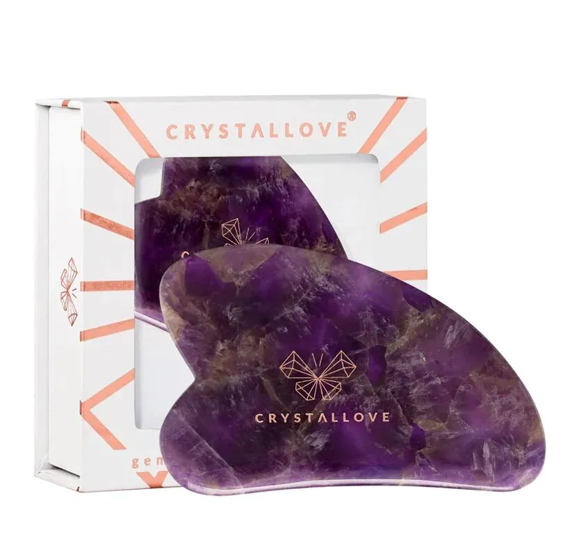 Crystallove Płytka do Masażu Twarzy Gua Sha z Ametystu