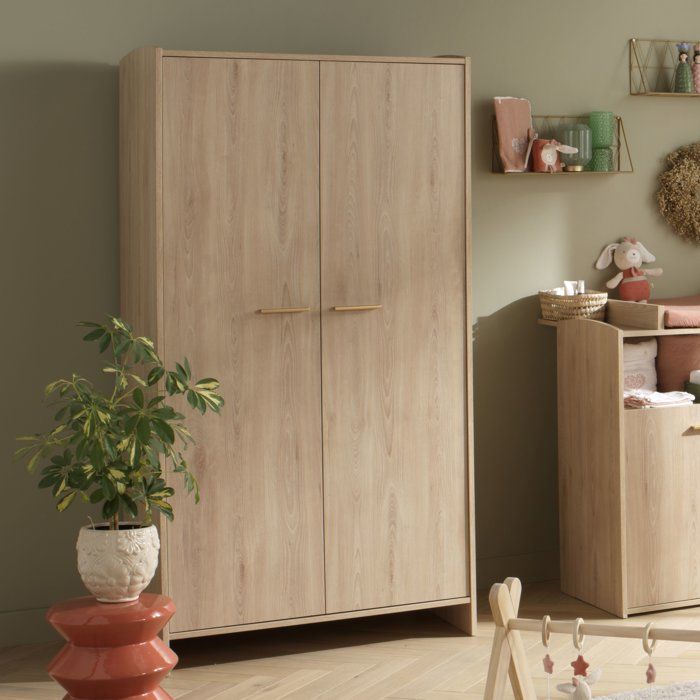 Conjunto de dormitorio infantil Trio - Cuna de 120 x 60 cm + cómoda + armario de 2 puertas - Adele - Haya/crema - SAUTHON