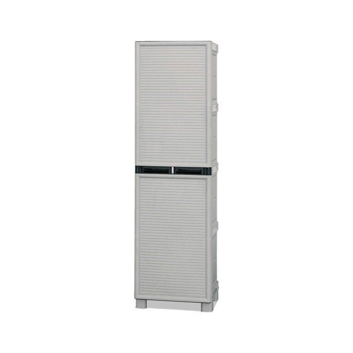 Armario de exterior Dbaldanz - Dmora - PVC - Gris claro 50x39x172 cm
