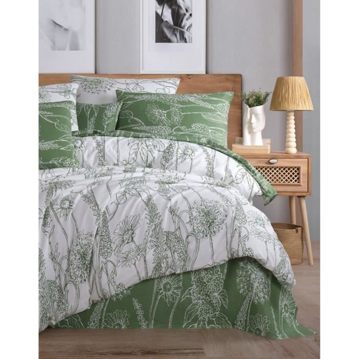 Parure de lit - 1 housse de couette 220 x 240 cm + 2 taies d'oreiller 60 x 60 cm - 100% coton renforcé - Blanc
